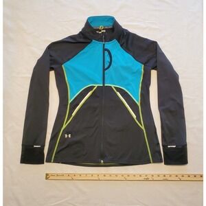 Under Armour Full Zip Semi Fitted ColdGear Women's Large Black/Multi Jacket Top